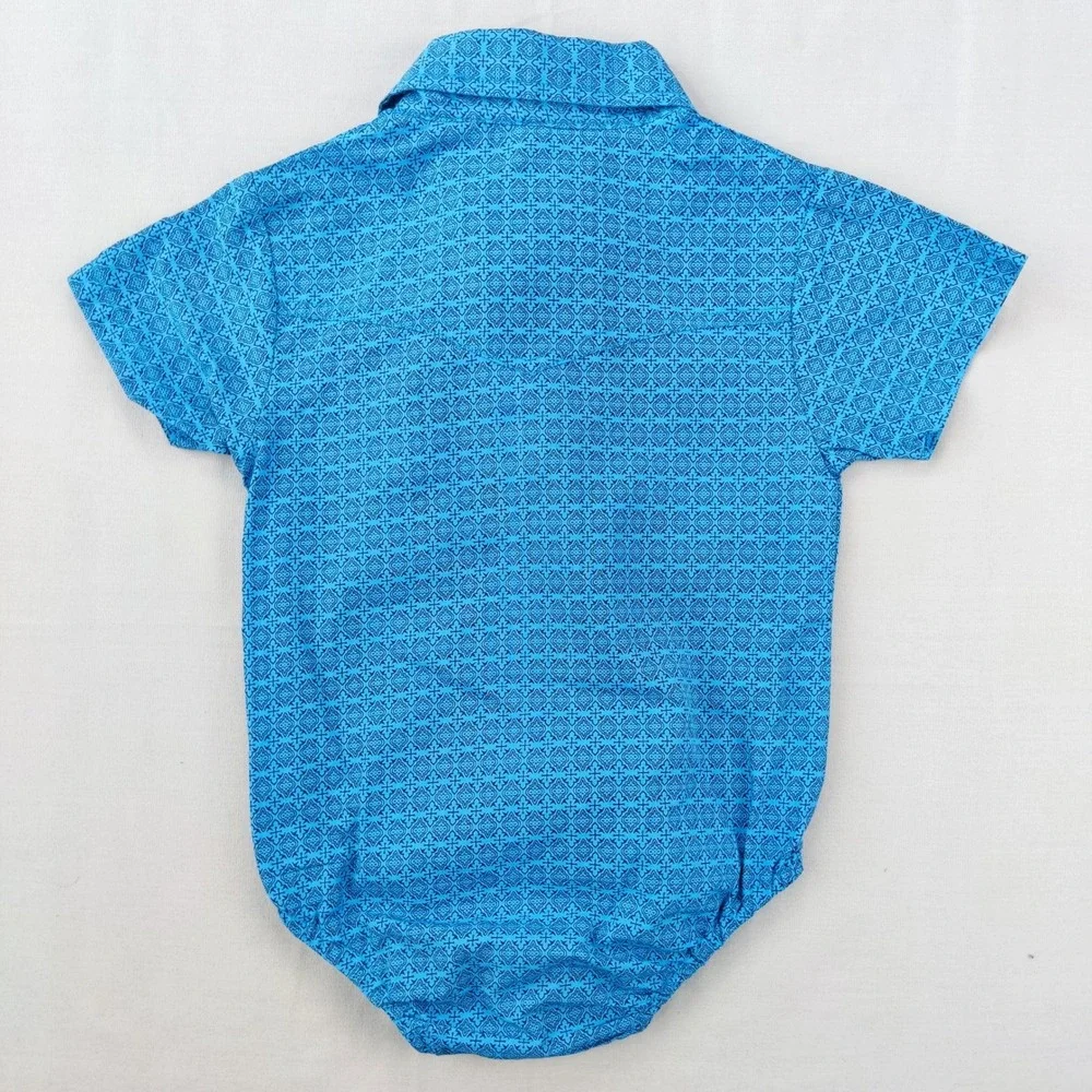 Rafter C Bodysuit Boys 18M Blue Cowboy Collection Geometric Western Snap Romper